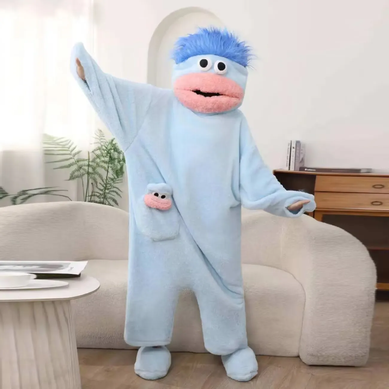 Cartoon Big Mouth Monster Cute Funny Onesie Pajamas Thickened Coral Fleece Homewear For Couples Men Women Autumn Winter Pajamas