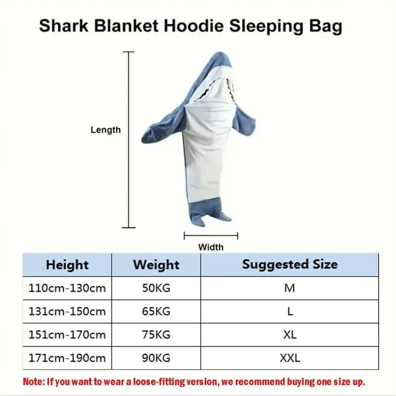 Winter New Shark One-Piece Pajamas Cartoon Animal Sleeping Bag Facecloth Loungewear Warm Leisure Men and Women Trend Pajamas