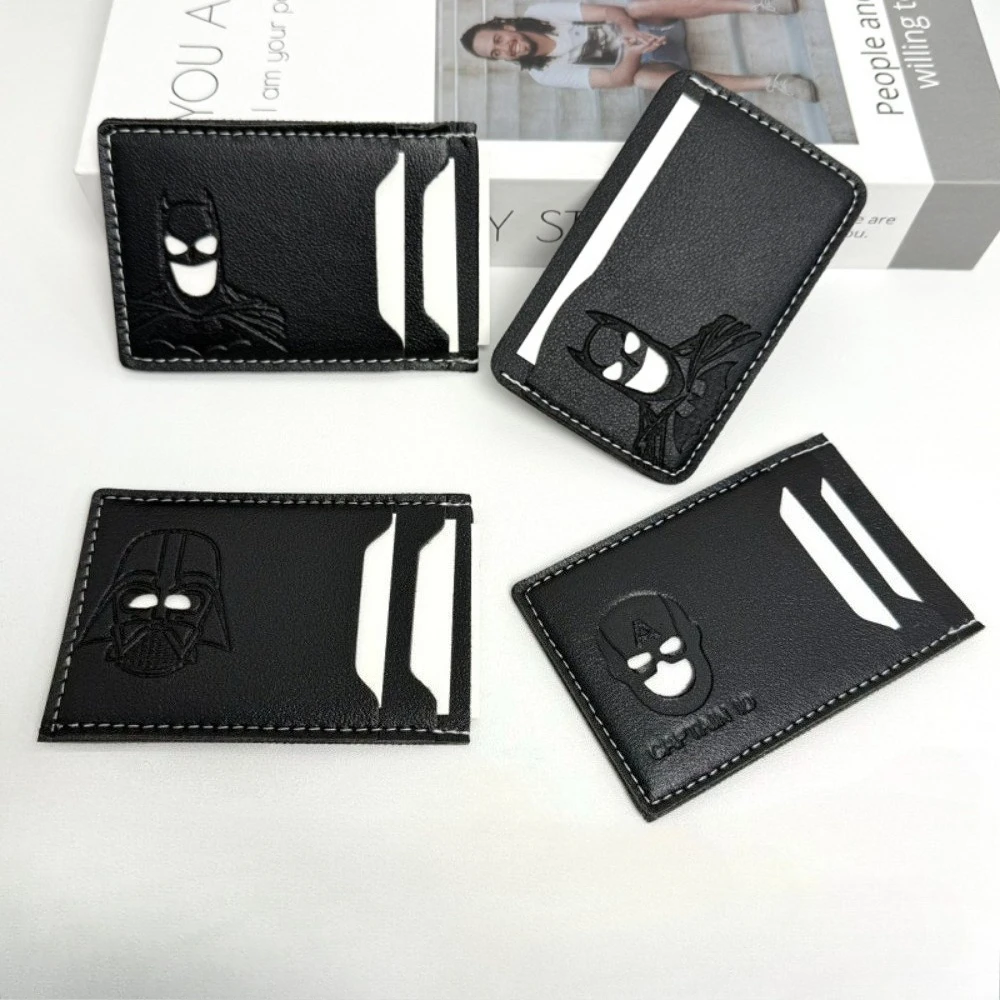Personalized Leather ID Card Holder with Superhero Mask Design Great Gift Option Travel Wallet ID Card Holder