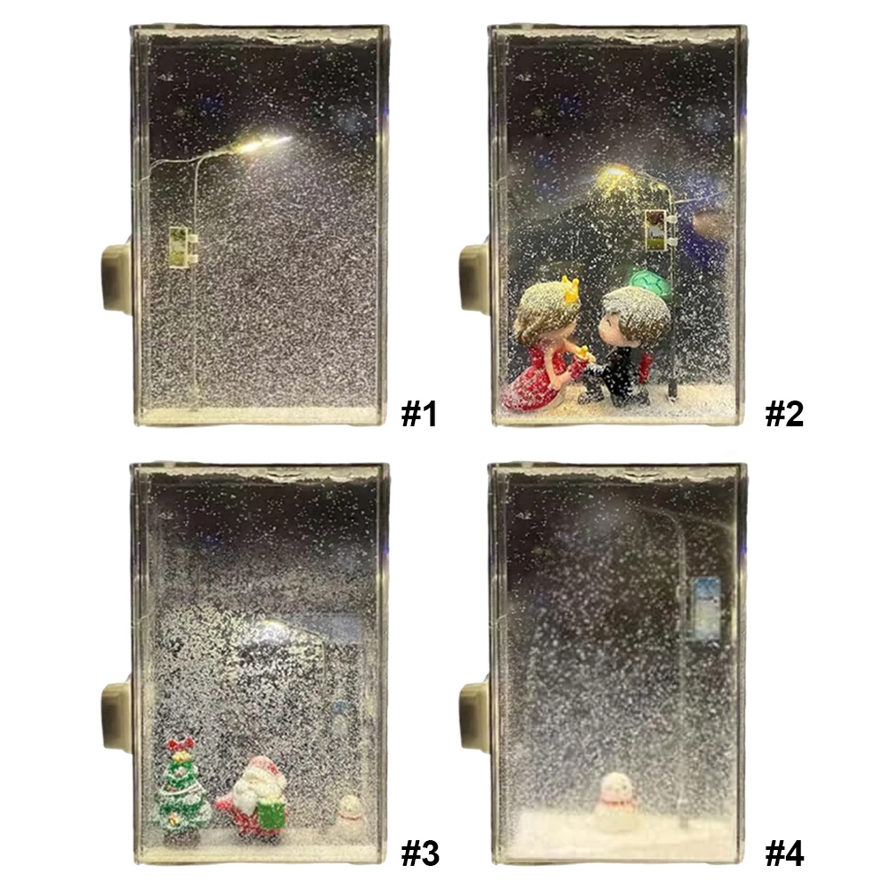 1PC Handmade DIY Material Package Desktop Decor Flowing Small Night Light Snow Scene Street Light Snowy Night Snow Simulation