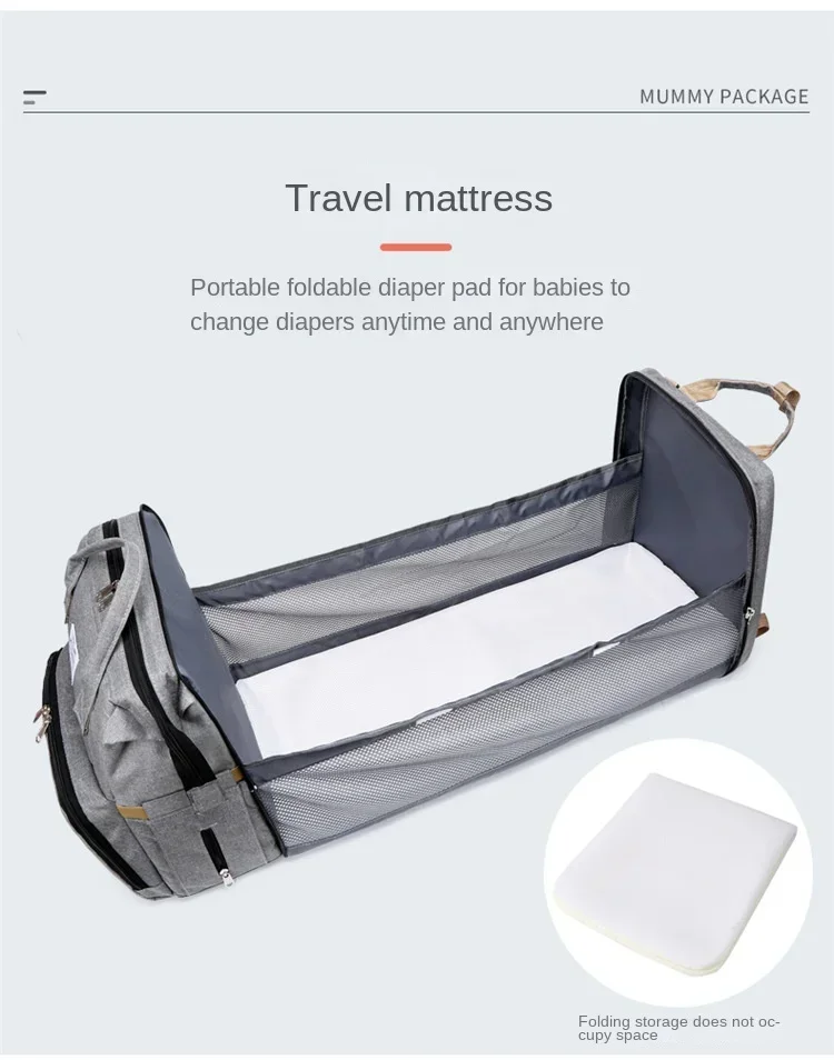 Mommy Diaper Bags Baby Bed Mother Large Capacity Nappy Milk Bottle Backpacks with Changing Mat Convenient Baby Nursing Bags
