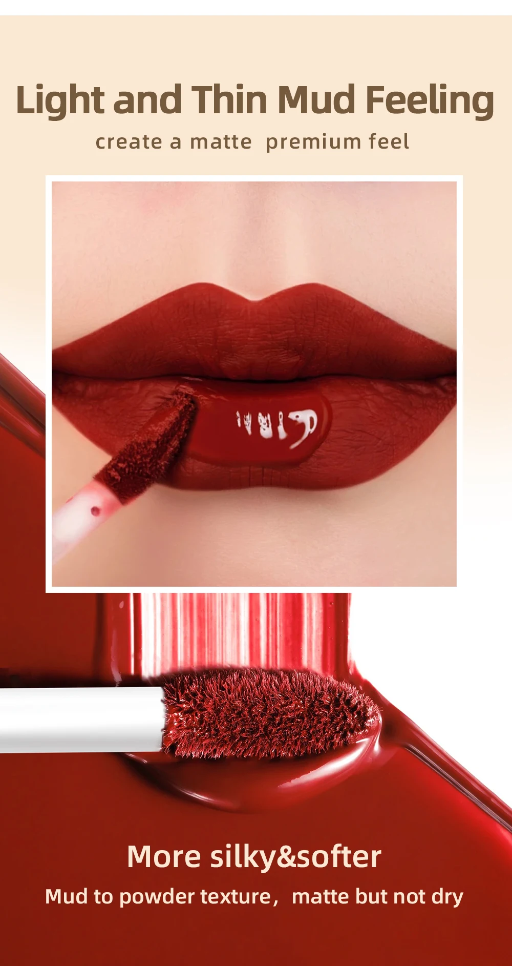 QIBEST Matte Liquid Lipstick Waterproof Long Lasting Velvet Lip Gloss Tint Tube Matte Nude Pigment Red Lipgloss Lips Makeup