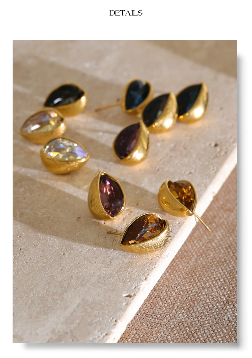 Yhpup Stainless Steel Stud Earrings Multi Color K9 Crystal Fluted Golden Hull Runway Inspired Fashion Jewelry Recommend