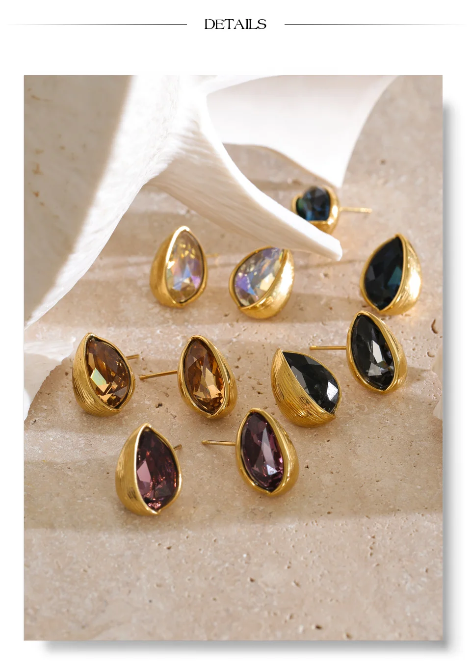 Yhpup Stainless Steel Stud Earrings Multi Color K9 Crystal Fluted Golden Hull Runway Inspired Fashion Jewelry Recommend