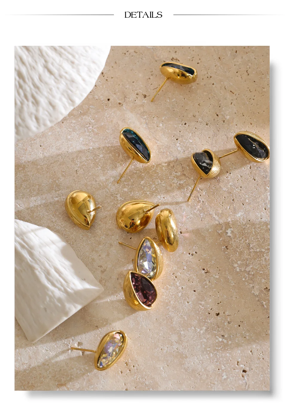 Yhpup Stainless Steel Stud Earrings Multi Color K9 Crystal Fluted Golden Hull Runway Inspired Fashion Jewelry Recommend
