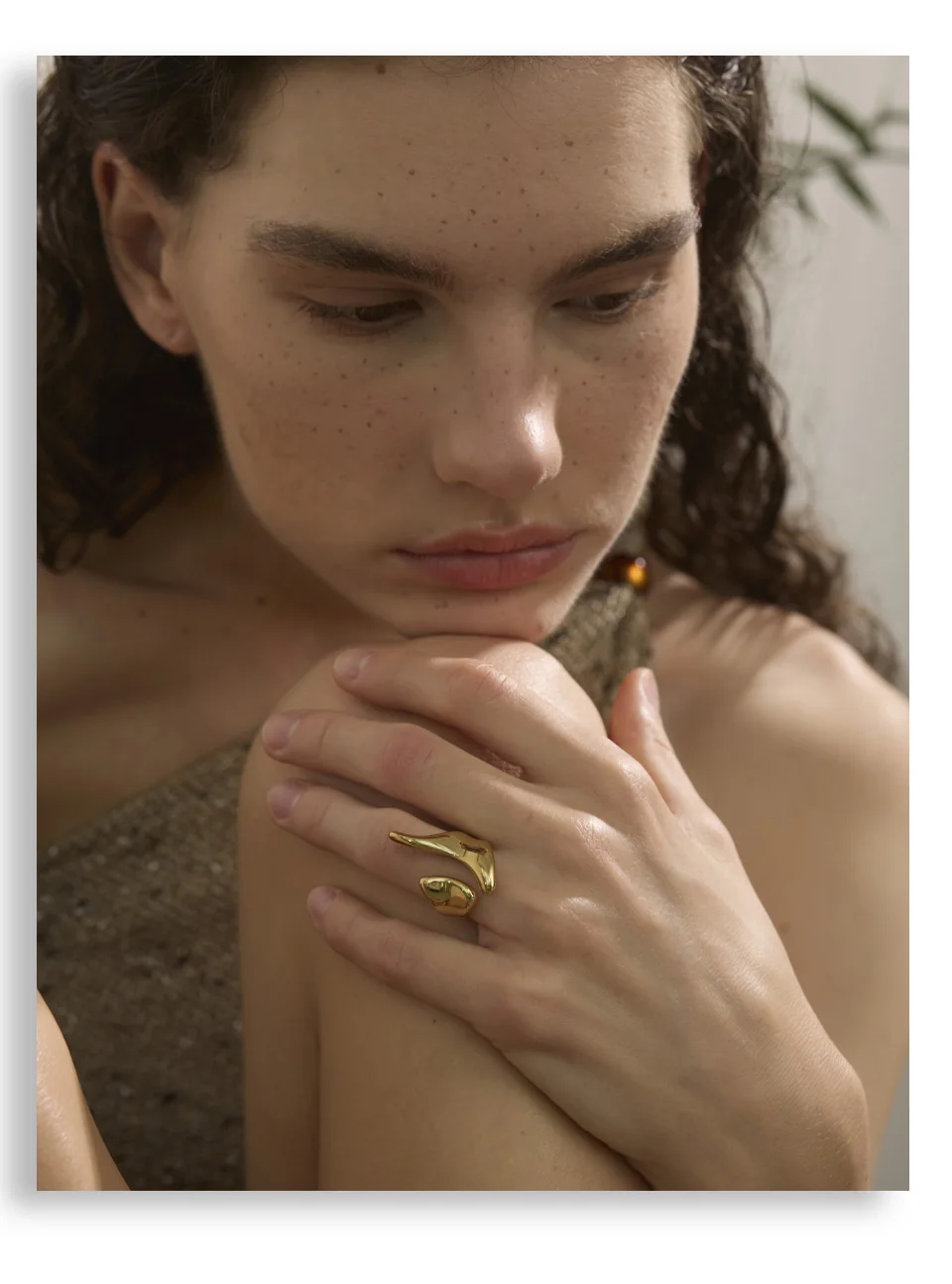 Yhpup New Casting PVD Plated Stainless Steel Metal Geometric Adjustable Creative Ring Women Daily Fashion Jewelry Accessories
