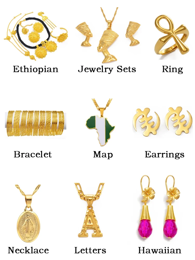 Anniyo A-Z Letters Necklaces Women Men Gold Plated Initial Pendant Rope Chain English Letter Jewelry Alphabet African #058002B