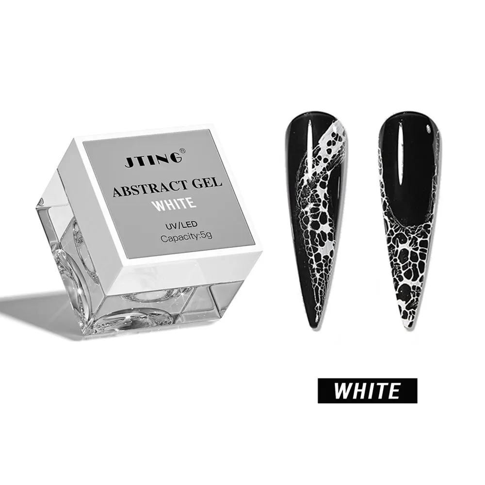 5ml Professional Black White Lace Gel Nail Polish Hole Grid Effect Magic Wave Gel Nail Polish Nail Art Soak off UV/LED Nail Gel