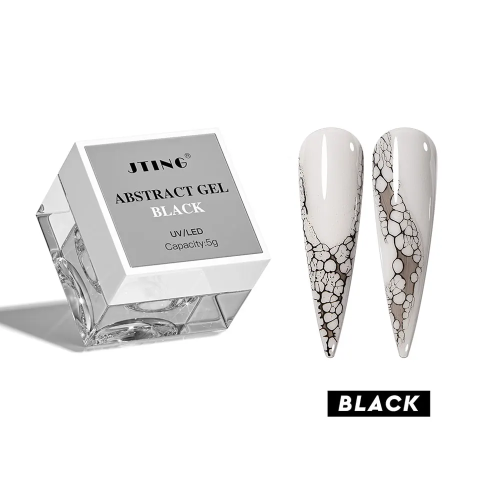 5ml Professional Black White Lace Gel Nail Polish Hole Grid Effect Magic Wave Gel Nail Polish Nail Art Soak off UV/LED Nail Gel