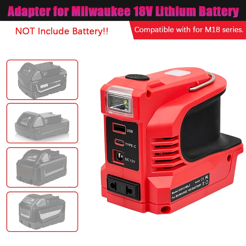 220W Power Inverter DC 18V-21V To AC 220V for Makita for Milwaukee for Einhell for DeWalt for Bosch USB Type-C DC Port Output