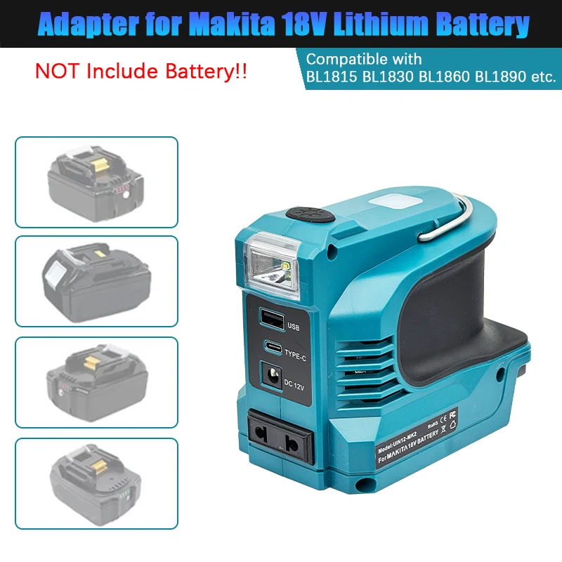 220W Power Inverter DC 18V-21V To AC 220V for Makita for Milwaukee for Einhell for DeWalt for Bosch USB Type-C DC Port Output