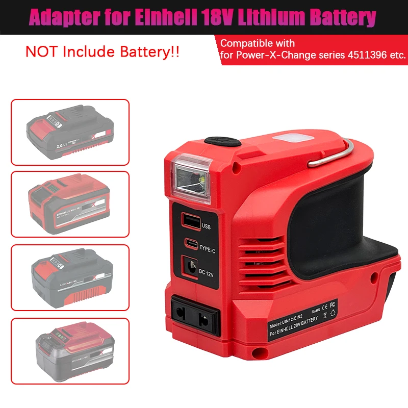 220W Power Inverter DC 18V-21V To AC 220V for Makita for Milwaukee for Einhell for DeWalt for Bosch USB Type-C DC Port Output