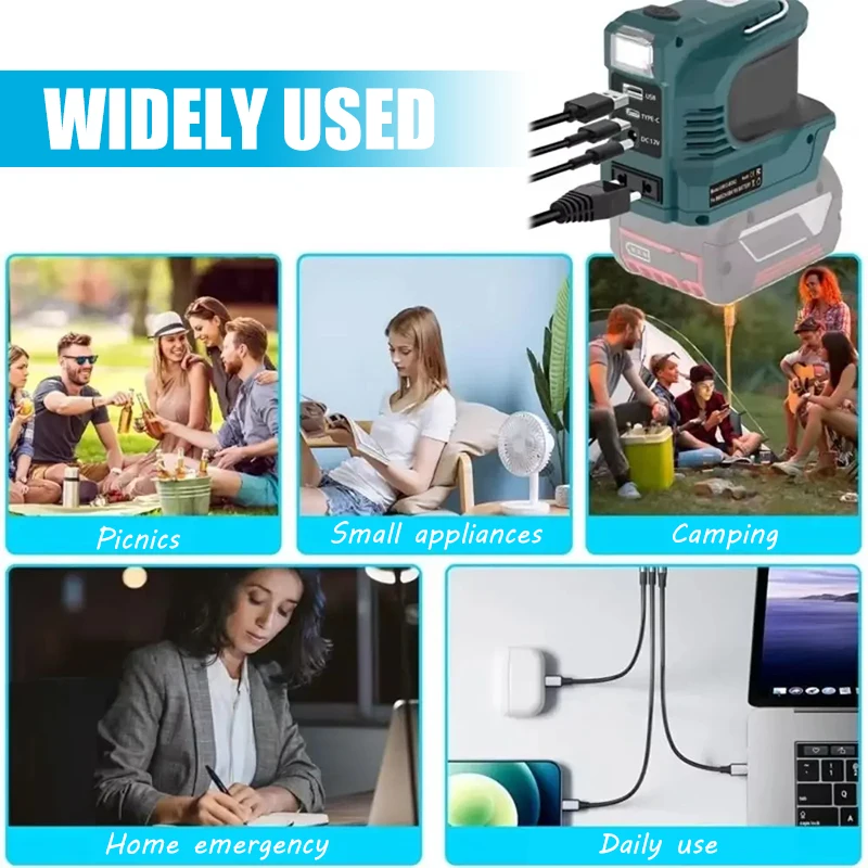 220W Power Inverter DC 18V-21V To AC 220V for Makita for Milwaukee for Einhell for DeWalt for Bosch USB Type-C DC Port Output