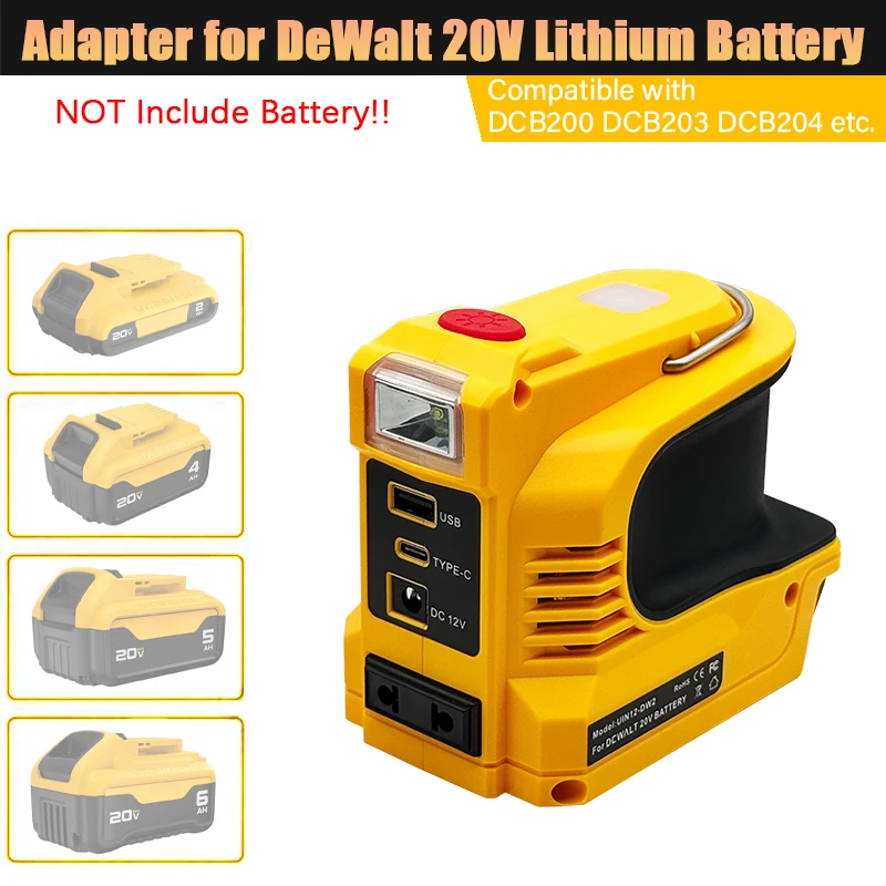 220W Power Inverter DC 18V-21V To AC 220V for Makita for Milwaukee for Einhell for DeWalt for Bosch USB Type-C DC Port Output