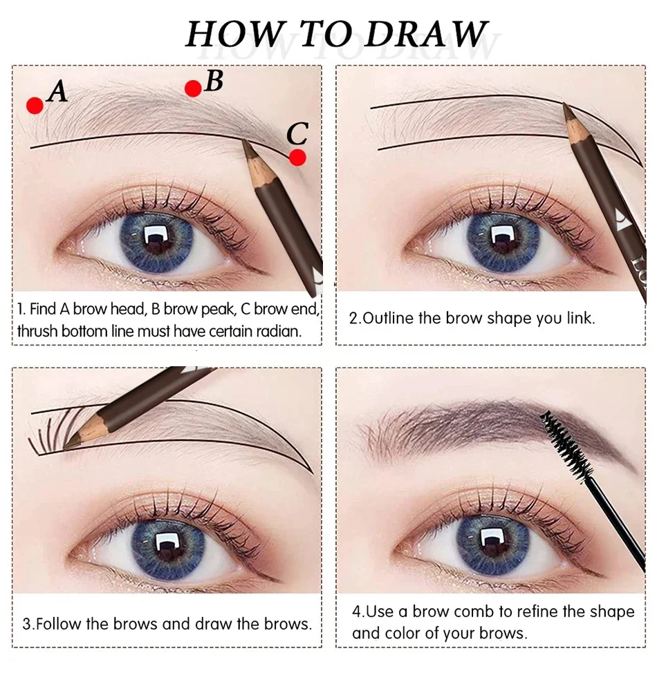 6/12Pcs Eye Brow Pencil Waterproof Professional Women Eye Makeup Pen Easy Color Natural Black Brown Cosmetic Beauty Eyebrow Tool