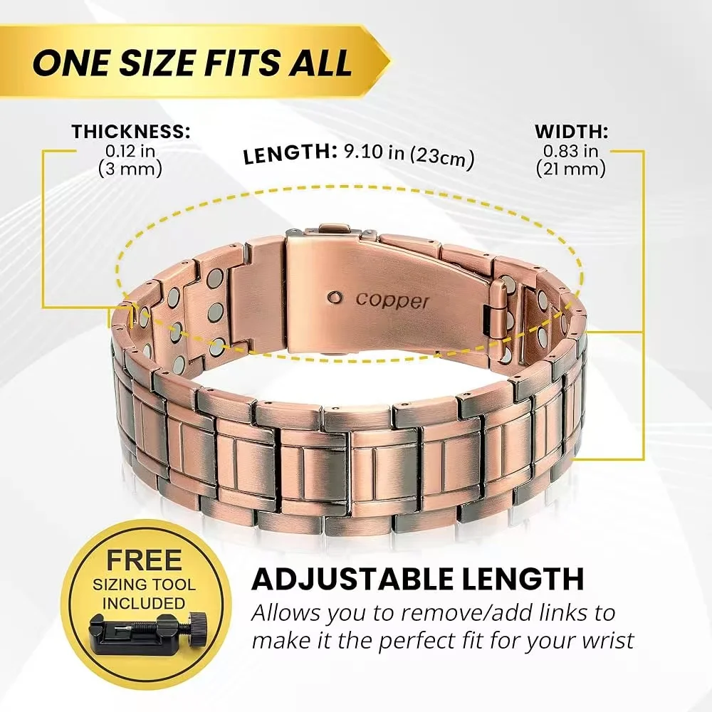 Pure 99.9% Copper Bangle Ultra-Strength Magnetic Bracelet For men Adjustable Perfect Gift For Father Husband