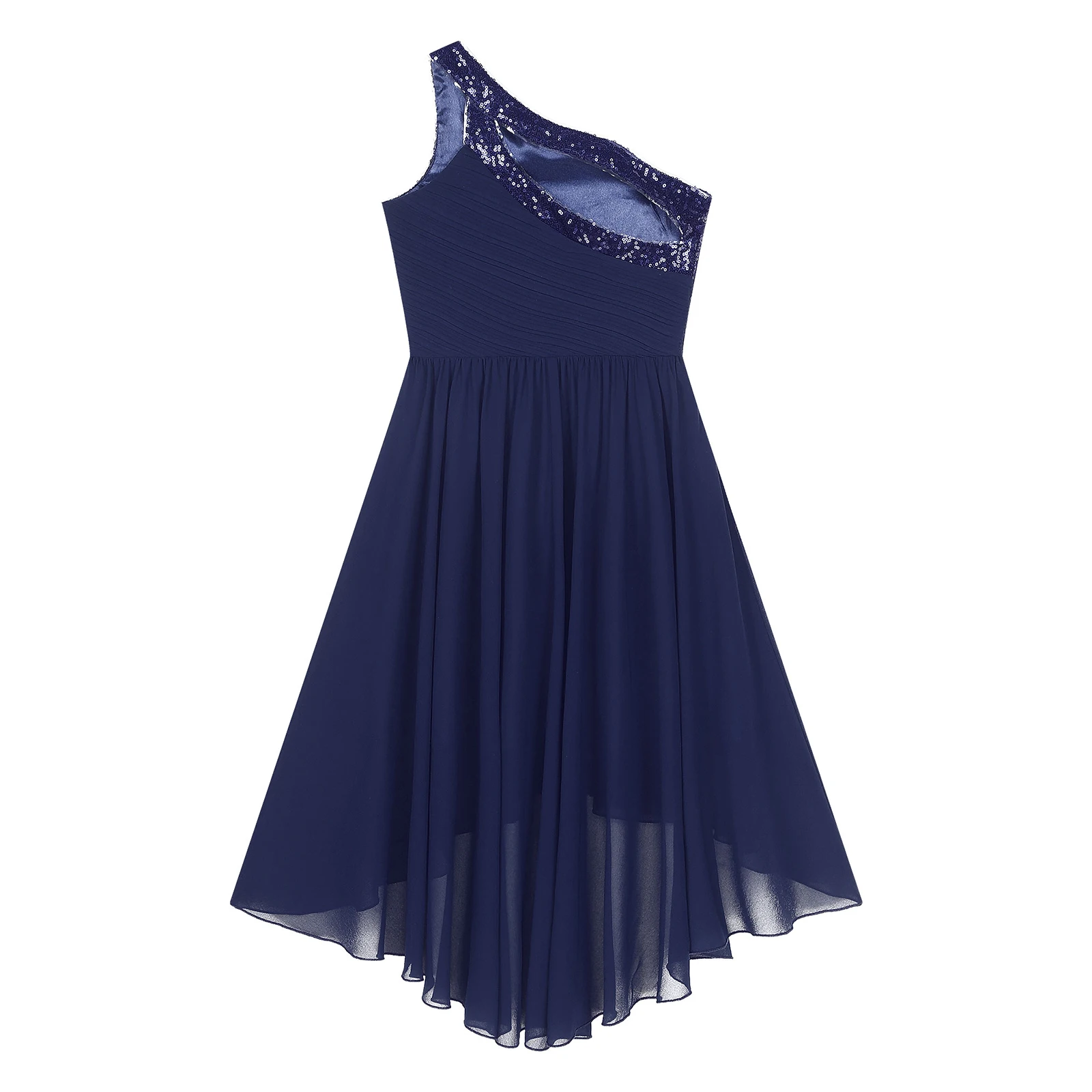 2026 Teens Girl's Dress for Wedding Party Sequin One Shoulder Princess Formal Gown for Holy Communion Chiffon Flower Girl Dress