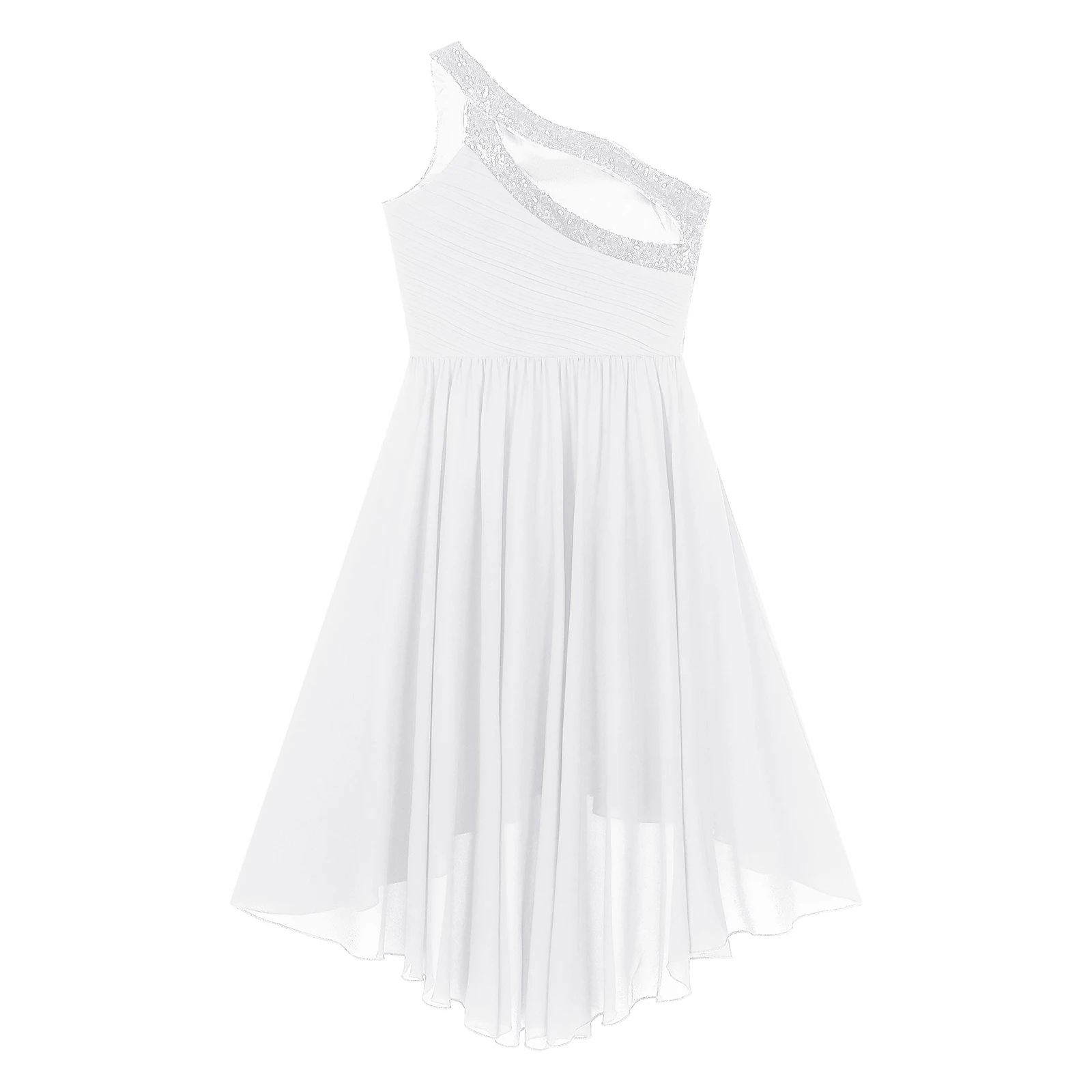 2026 Teens Girl's Dress for Wedding Party Sequin One Shoulder Princess Formal Gown for Holy Communion Chiffon Flower Girl Dress