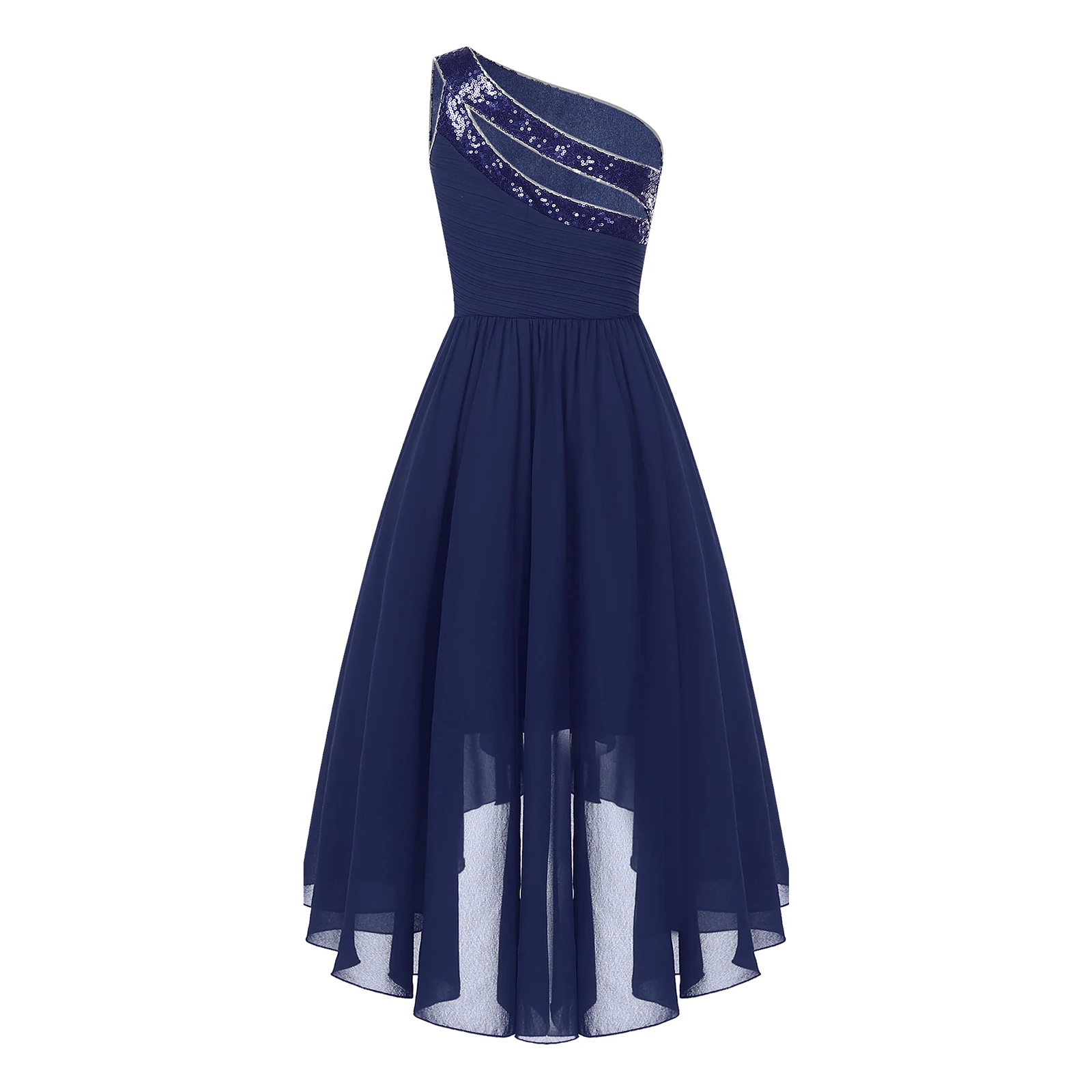2026 Teens Girl's Dress for Wedding Party Sequin One Shoulder Princess Formal Gown for Holy Communion Chiffon Flower Girl Dress