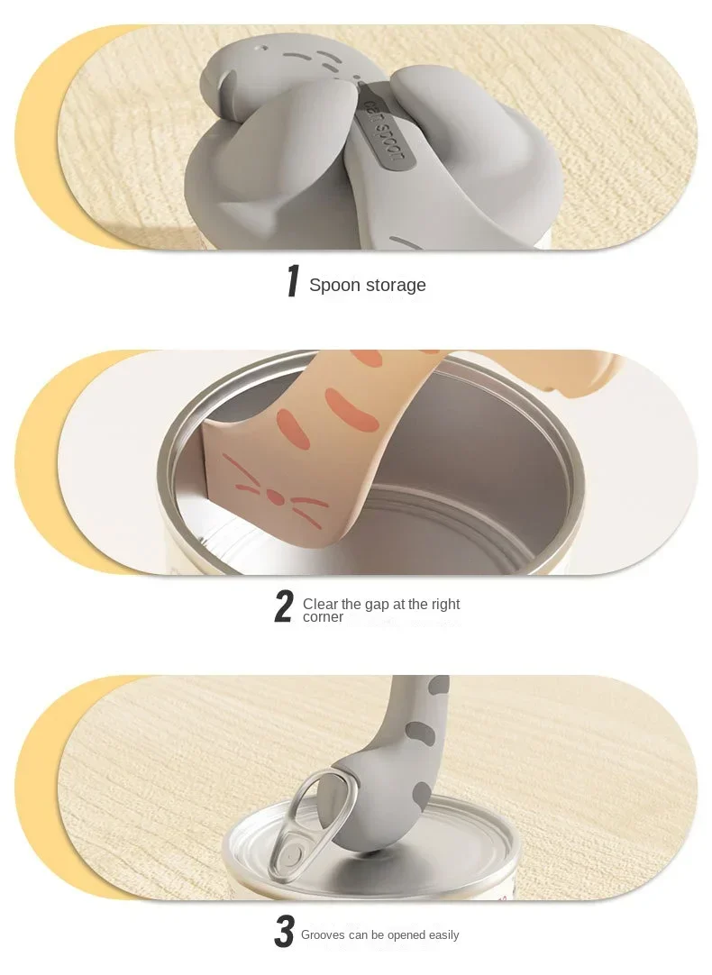 Pet Spoon Multifunctional Can Opener Wet Food Mixing Spoon Silicone Cat Can Sealing Cover Food Storage Dog Accessory New