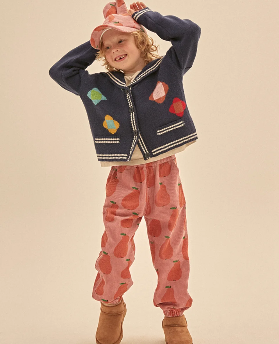Autumn JM Children's Clothing Baby Girls Fur Collar Corduroy Jacket Pants Suits Kids Cherry Printed Coat Doll Neck T-shirt Skirt