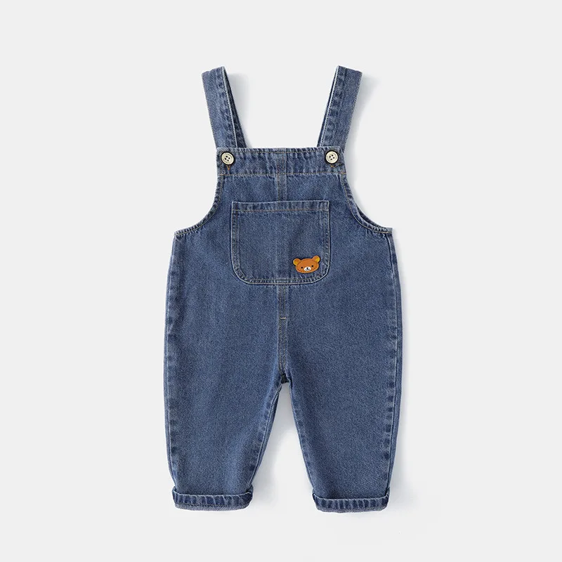 2024 Fashion Spring Autumn Kids Jumpsuit Boys Girls Cartoon Denim Bib Pants Children Trousers Fashion Toddler Casual 0-5Y