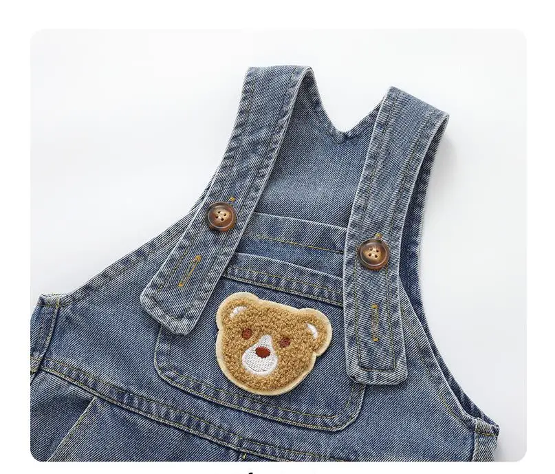 2024 Fashion Spring Autumn Kids Jumpsuit Boys Girls Cartoon Denim Bib Pants Children Trousers Fashion Toddler Casual 0-5Y