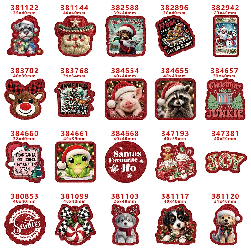 10 Pcs Christmas Themed Red Glitter Acrylic Charms Planar Resin Flatback For DIY Hairbow Accessory Decoration GT-R-383768