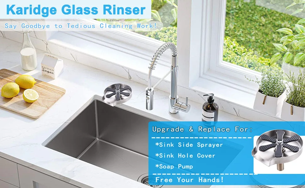 Automatic Glass Cup Washer High Pressure Kitchen Faucet Glass Rinser Stainless Steel Bar Cup Cleaner for Kitchen Sinks Wash Tool