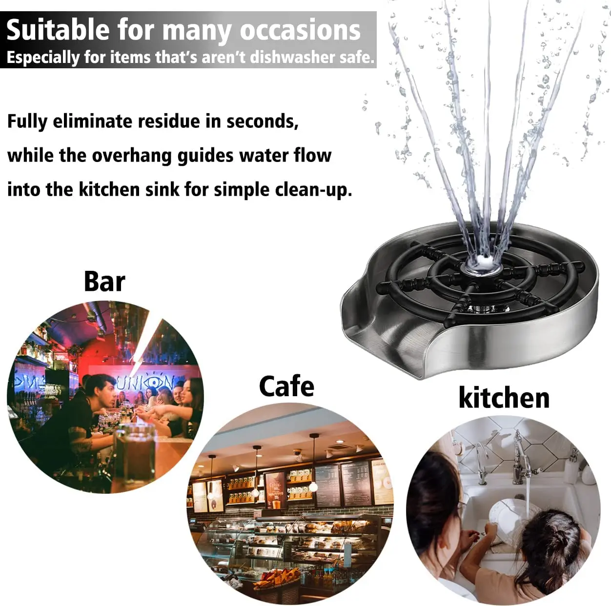Automatic Glass Cup Washer High Pressure Kitchen Faucet Glass Rinser Stainless Steel Bar Cup Cleaner for Kitchen Sinks Wash Tool