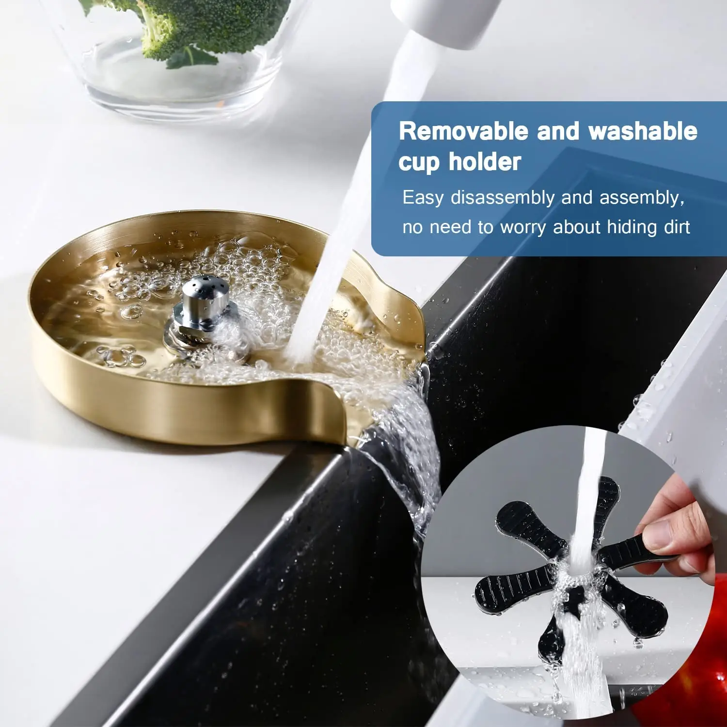 Automatic Glass Cup Washer High Pressure Kitchen Faucet Glass Rinser Stainless Steel Bar Cup Cleaner for Kitchen Sinks Wash Tool