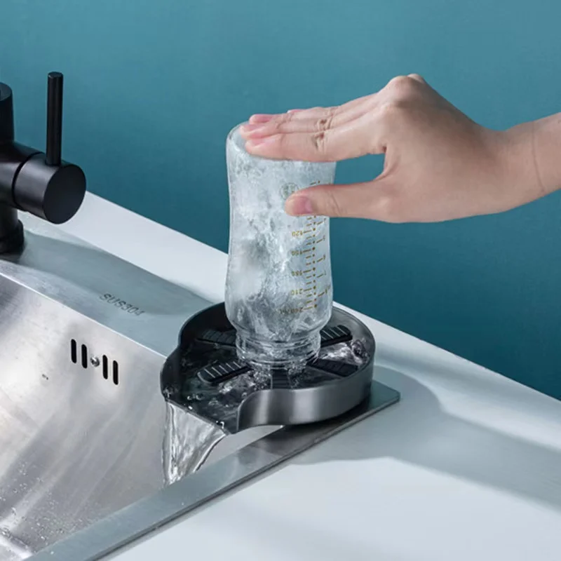 New Stainless Steel Cup Washer Glass Cleaner Bottle Washer Cup Cleaner for Kitchen Sink Restaurant Home Cafes