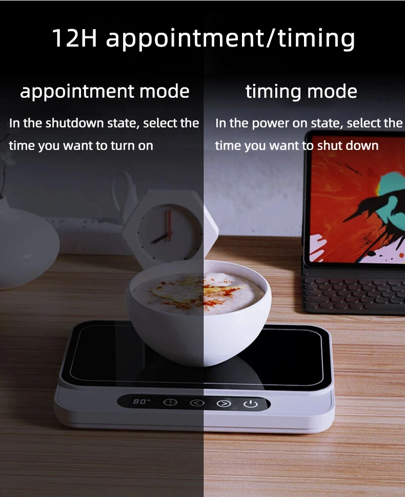 50W Cup Heater Mug Warmer Electric Hot Plate 9 Gear Temperature Warmer Coaster Heating Lunch Box Milk Coffee Home Office