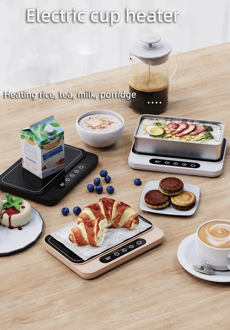 50W Cup Heater Mug Warmer Electric Hot Plate 9 Gear Temperature Warmer Coaster Heating Lunch Box Milk Coffee Home Office