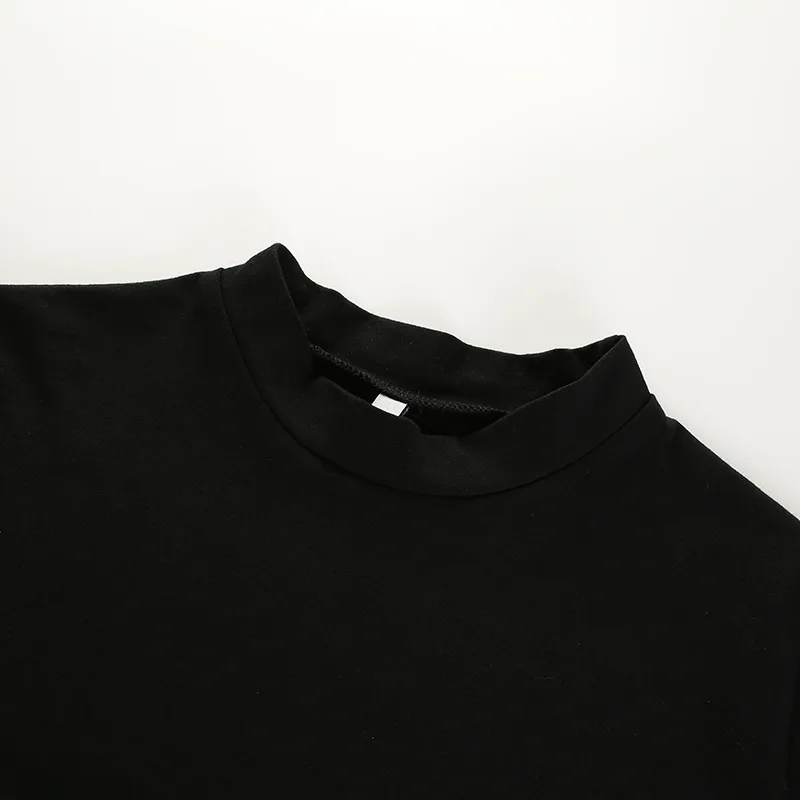 2025 Summer Women Black Short T-Shirts Sexy Crop Tops Short Sleeve Bandage Tee Tops Female Shirts