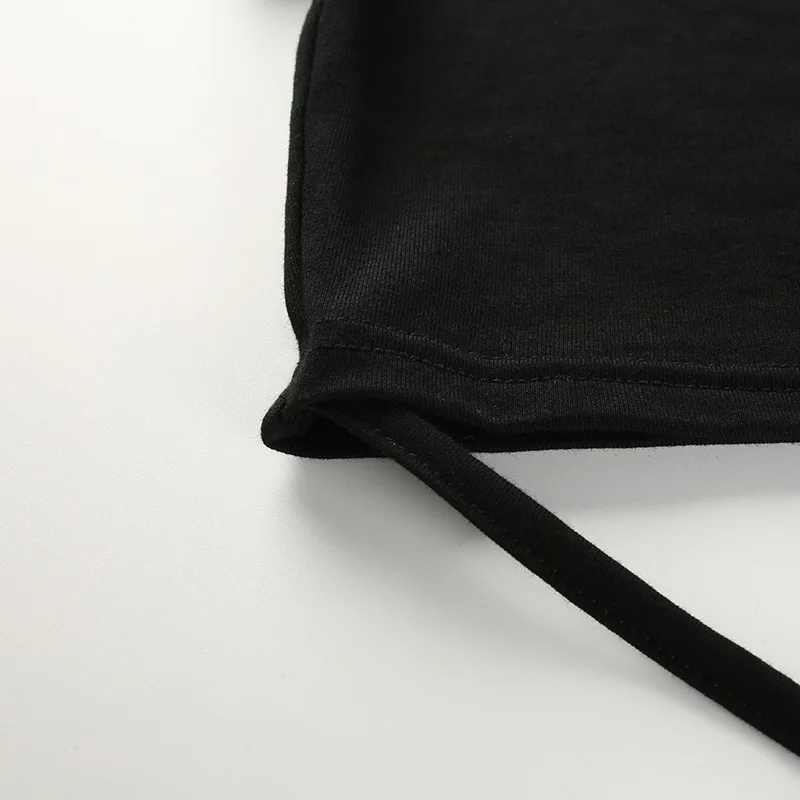 2025 Summer Women Black Short T-Shirts Sexy Crop Tops Short Sleeve Bandage Tee Tops Female Shirts