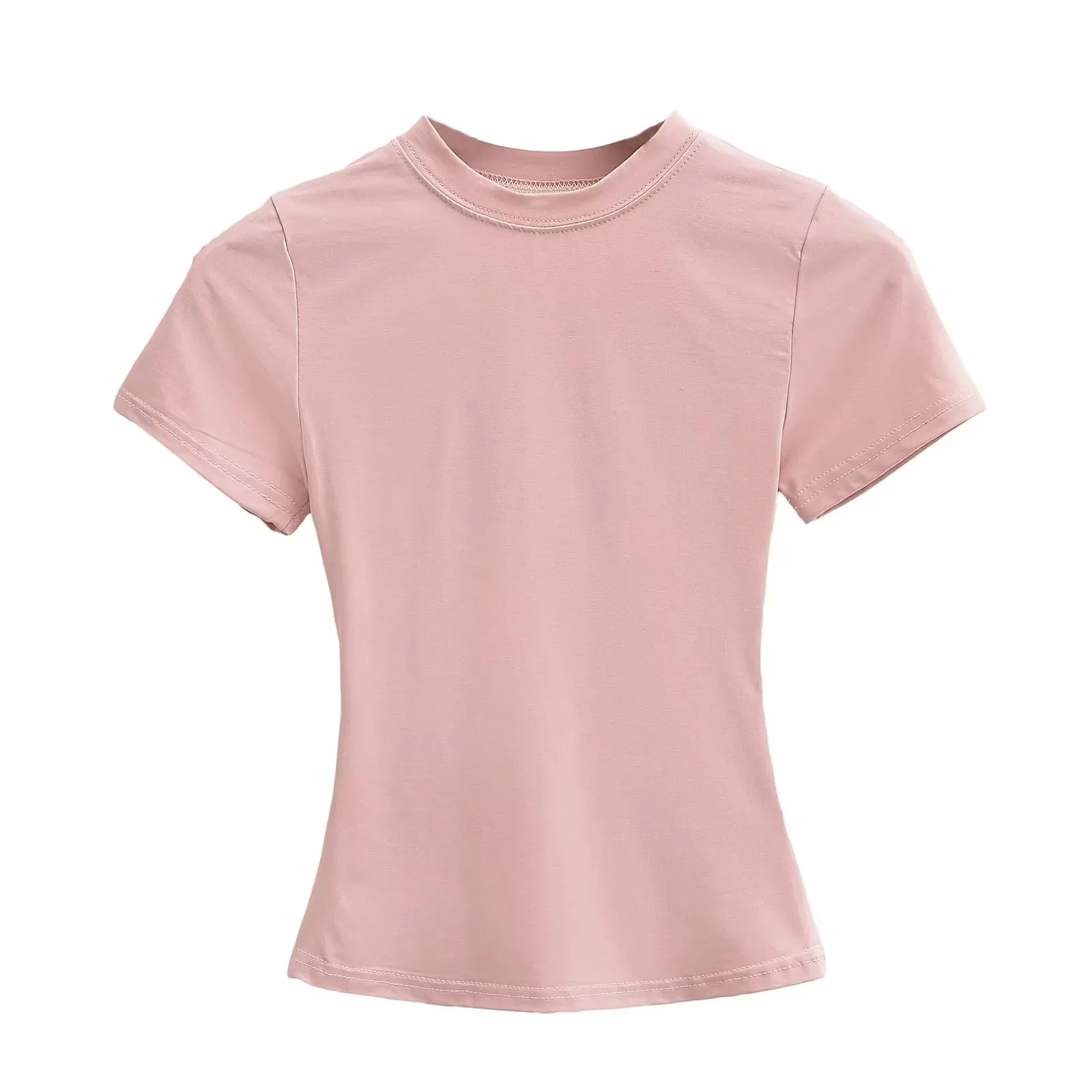 2025 New High Quality Casual T shirt Sexy Slim Short Sleeves Fashion Trend Solid Women Clothing y2k Tops