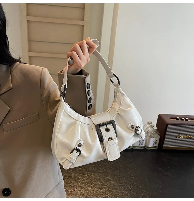 Y2K Retro Pleated Hobo Shoulder Bag for Women Hot Selling Maillard Style Underarm Bag Clutch Handbags for Travel Work Shopping