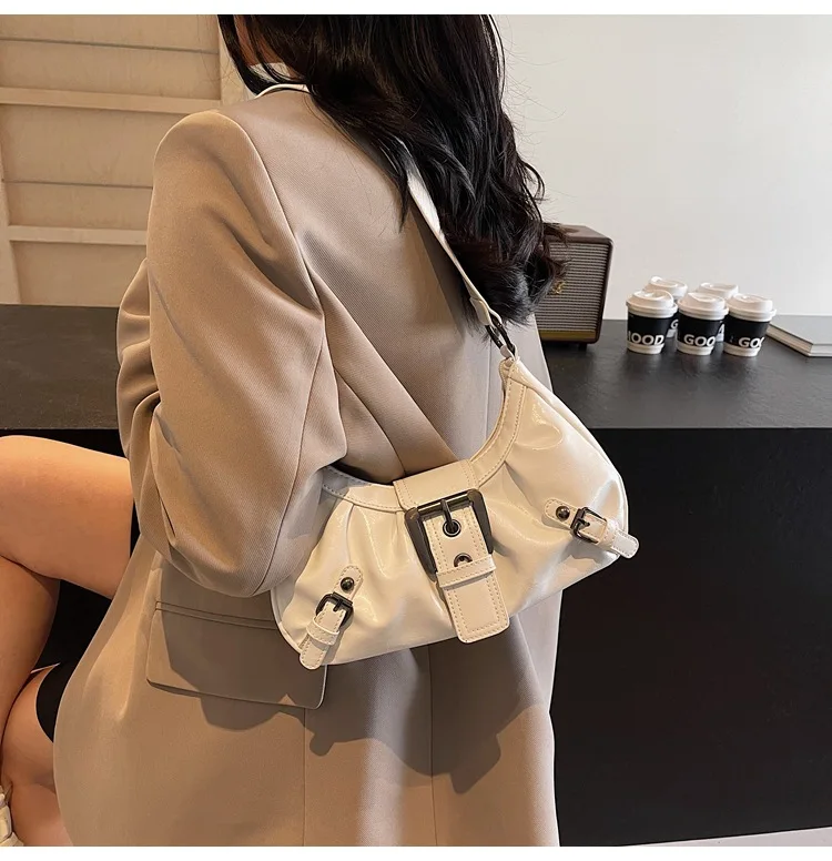 Y2K Retro Pleated Hobo Shoulder Bag for Women Hot Selling Maillard Style Underarm Bag Clutch Handbags for Travel Work Shopping