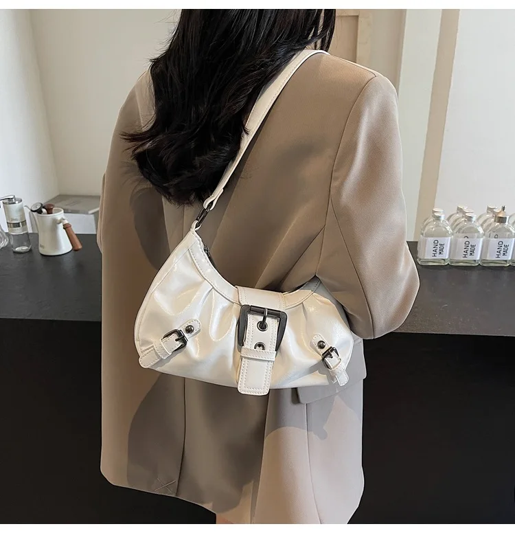 Y2K Retro Pleated Hobo Shoulder Bag for Women Hot Selling Maillard Style Underarm Bag Clutch Handbags for Travel Work Shopping