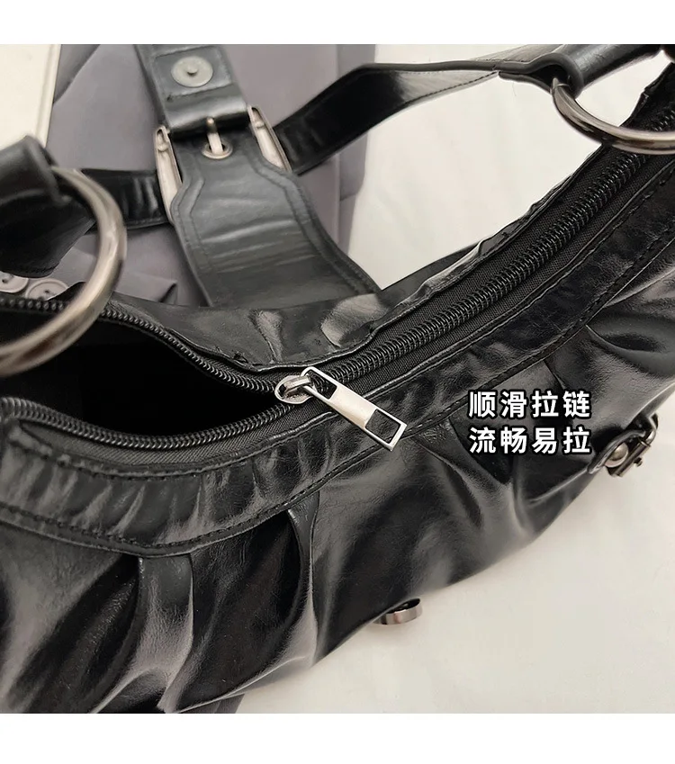 Y2K Retro Pleated Hobo Shoulder Bag for Women Hot Selling Maillard Style Underarm Bag Clutch Handbags for Travel Work Shopping