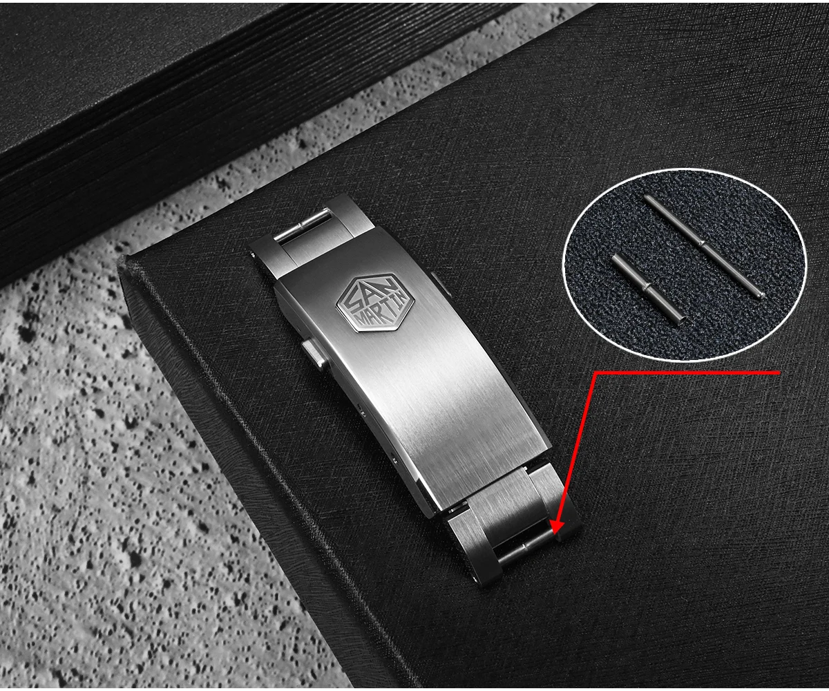 San Martin New Fly Adjustable Clasp Watch Parts Bracelet OTF Clasp For 16mm Specified Model Buckle Folding Clasp Non-universal