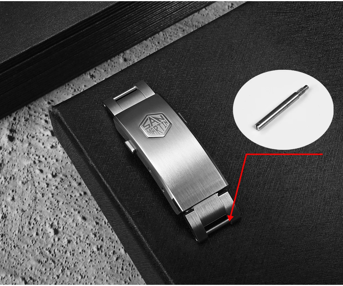 San Martin New Fly Adjustable Clasp Watch Parts Bracelet OTF Clasp For 16mm Specified Model Buckle Folding Clasp Non-universal