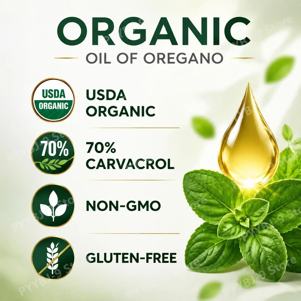 Organic Oil of Oregano Drops, Antioxidant and Anti-Inflammatory Support, USDA Organic, 70% Carvacrol, Non-GMO, 2 Fl Oz 59 ML
