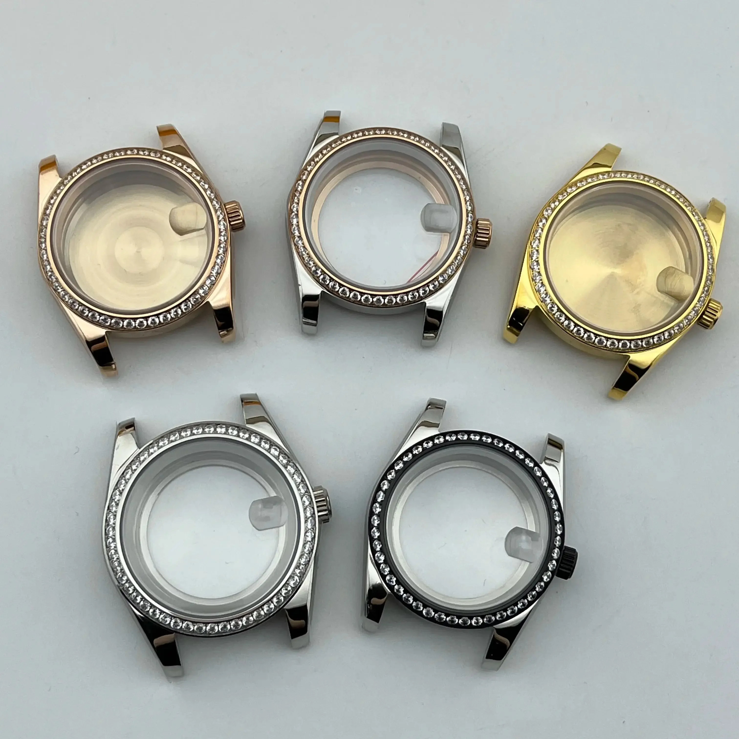 36mm/39mm Rose Gold Case Diamonds Bezel Sapphire Mod Parts NH34 NH35 NH36 NH38 NH39 NH70 NH72 ETA2824 PT5000 Movement