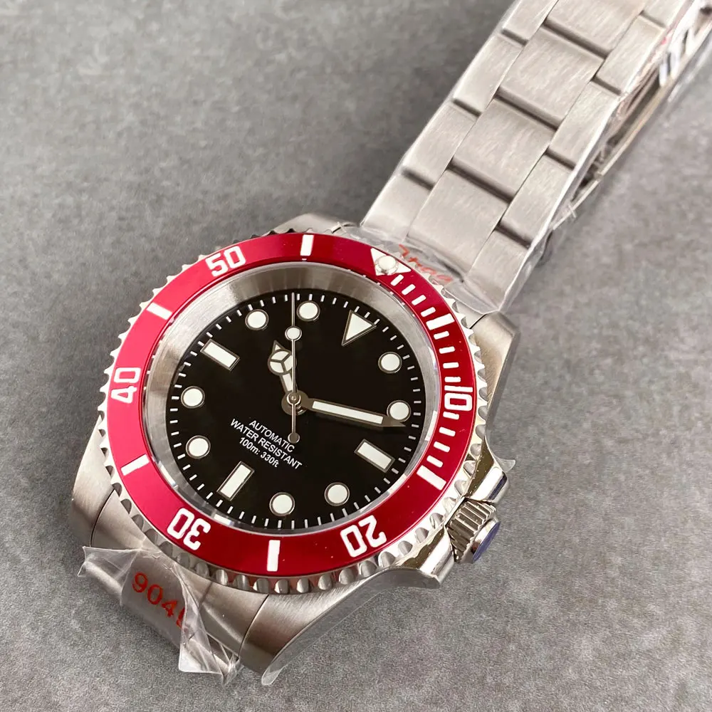 Tandorio Black Dial 40mm Miyota 8215 PT5000 Mechanical Dive Watch Men 200M Waterproof Lume Sapphire Stainless Steel Bracelet