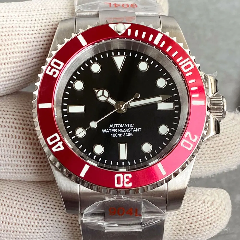 Tandorio Black Dial 40mm Miyota 8215 PT5000 Mechanical Dive Watch Men 200M Waterproof Lume Sapphire Stainless Steel Bracelet