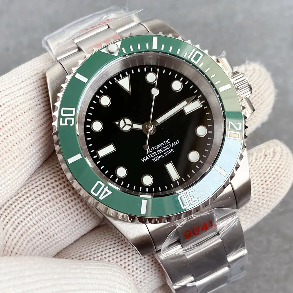Tandorio Black Dial 40mm Miyota 8215 PT5000 Mechanical Dive Watch Men 200M Waterproof Lume Sapphire Stainless Steel Bracelet