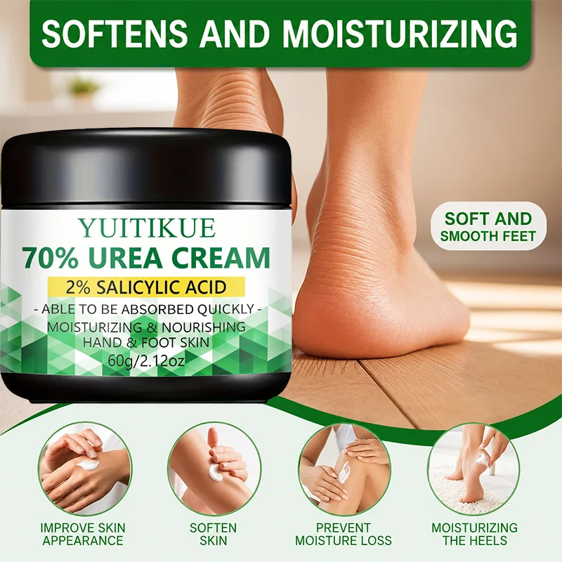70 Urea 2% Salicylic Acid Foot Hand Cream Remove Dead Skin Soften Calluses Hydrate Chapped Dry Skin Fast Absorb Body Lotion