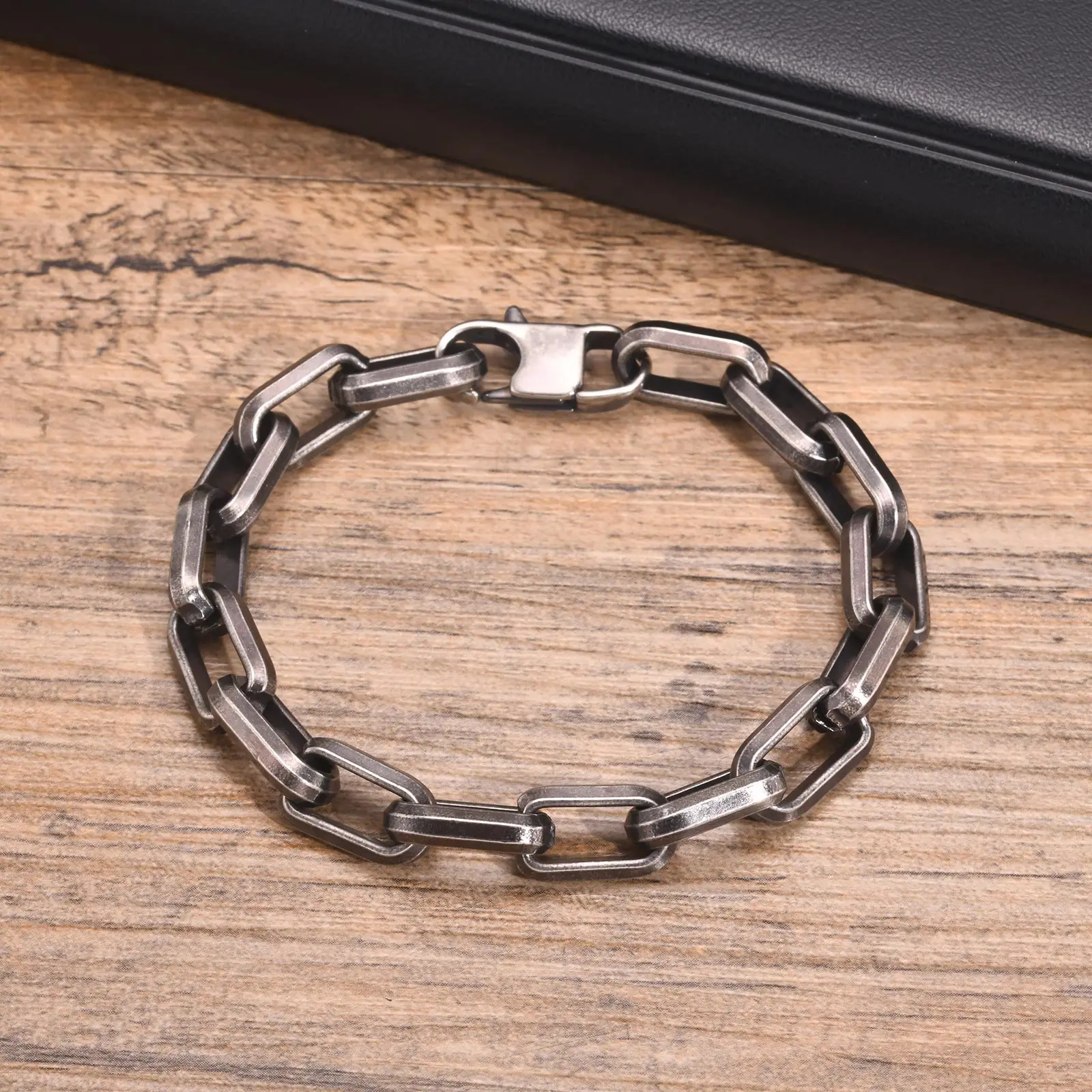 Vintage Chain Bracelets for Men Boys,Byzantine Stainless Steel Braided Link Wristband,Retro Jewelry Birthday Father Gifts